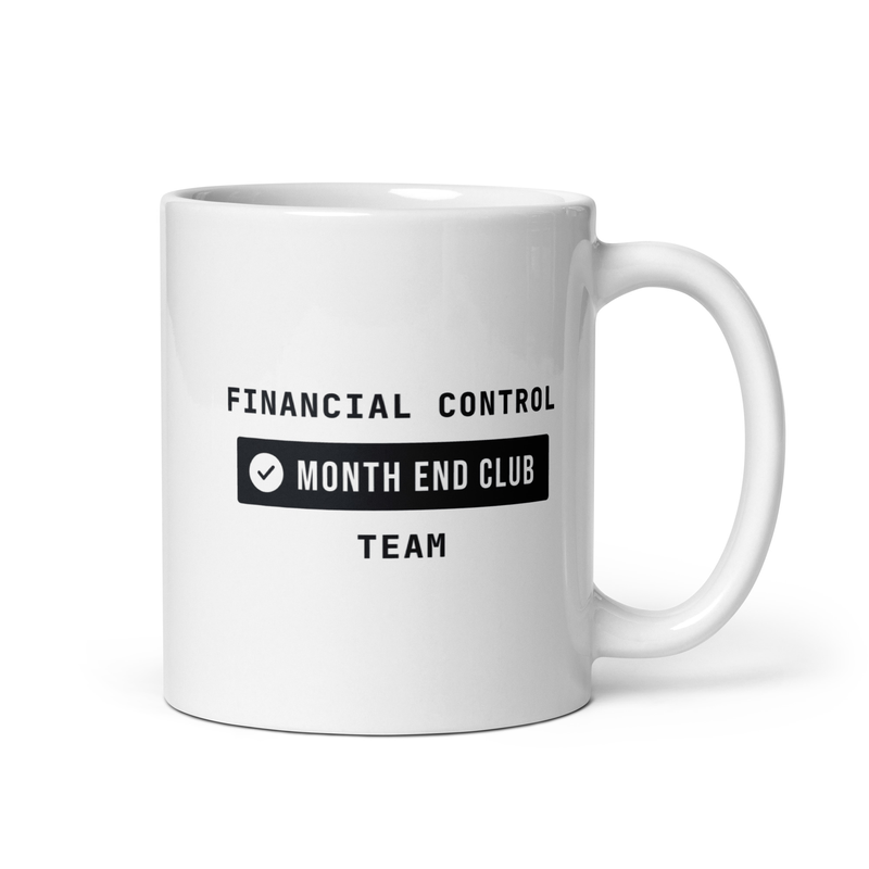 Month End Club Team Mug – Financial Control, Black only print – white 11oz mug