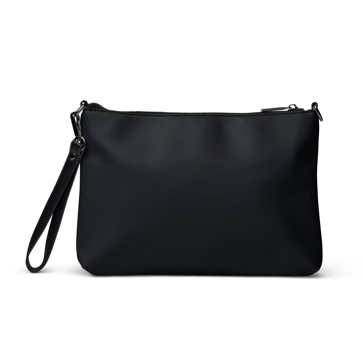 Month End Club Crossbody Bag – Black faux leather, lime tick logo