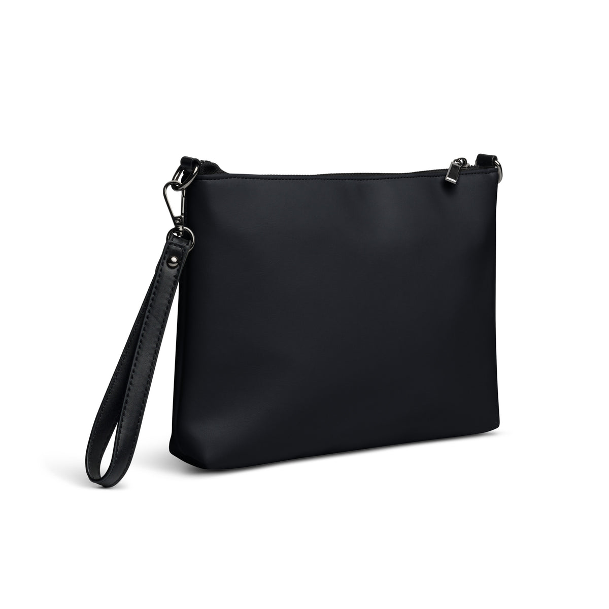 Month End Club Crossbody Bag – Black faux leather, lime tick logo