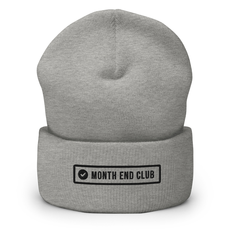Month End Club Beanie – Heather Grey with black embroidered logo