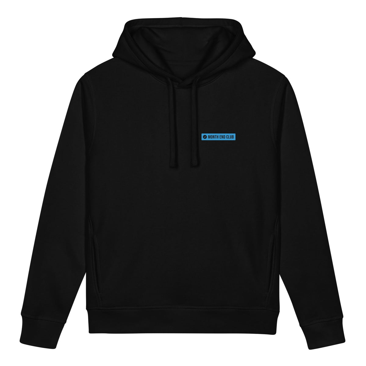 Month End Club Logo Hoodie – Black, blue print
