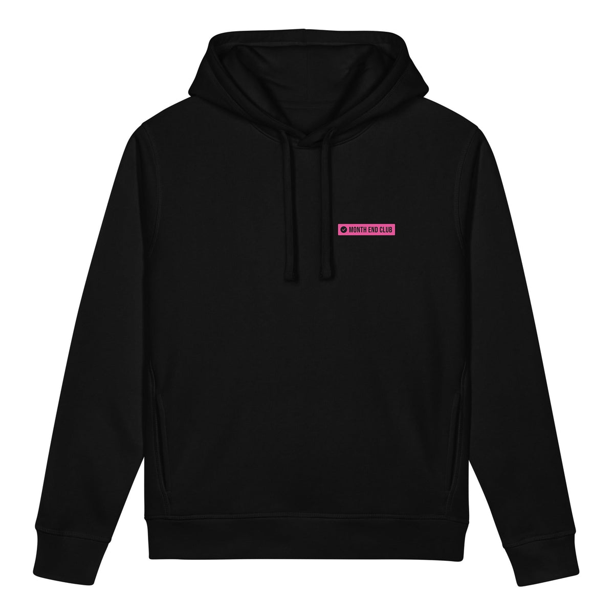 Month End Club Logo Hoodie – Black, pink print