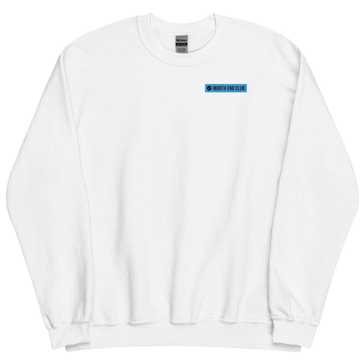 Month End Club Logo Sweatshirt – White, blue print