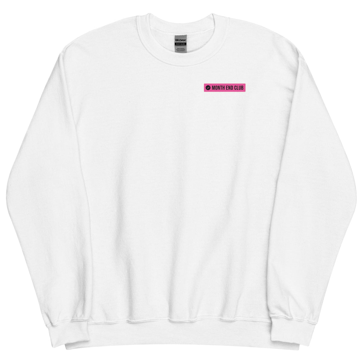 Month End Club Logo Sweatshirt – White, pink print