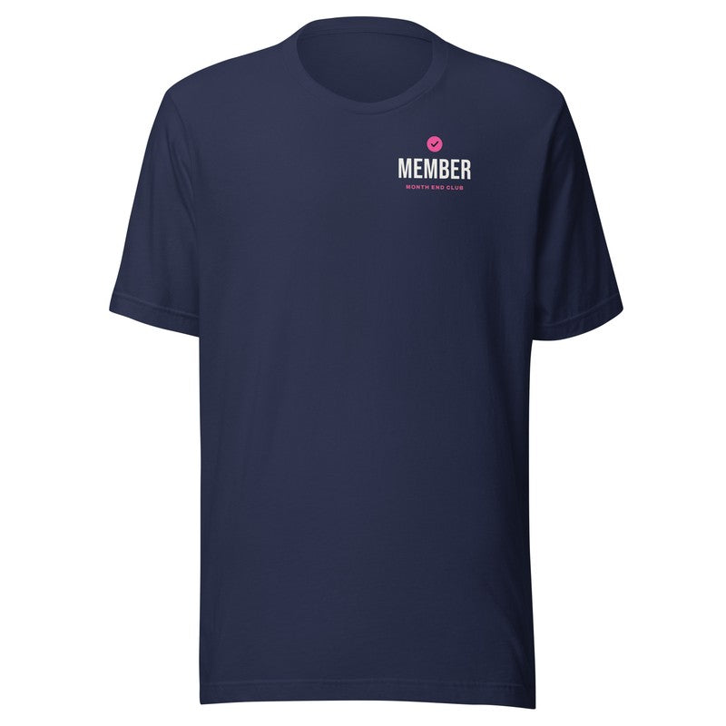 Member Tee – Navy, pink print