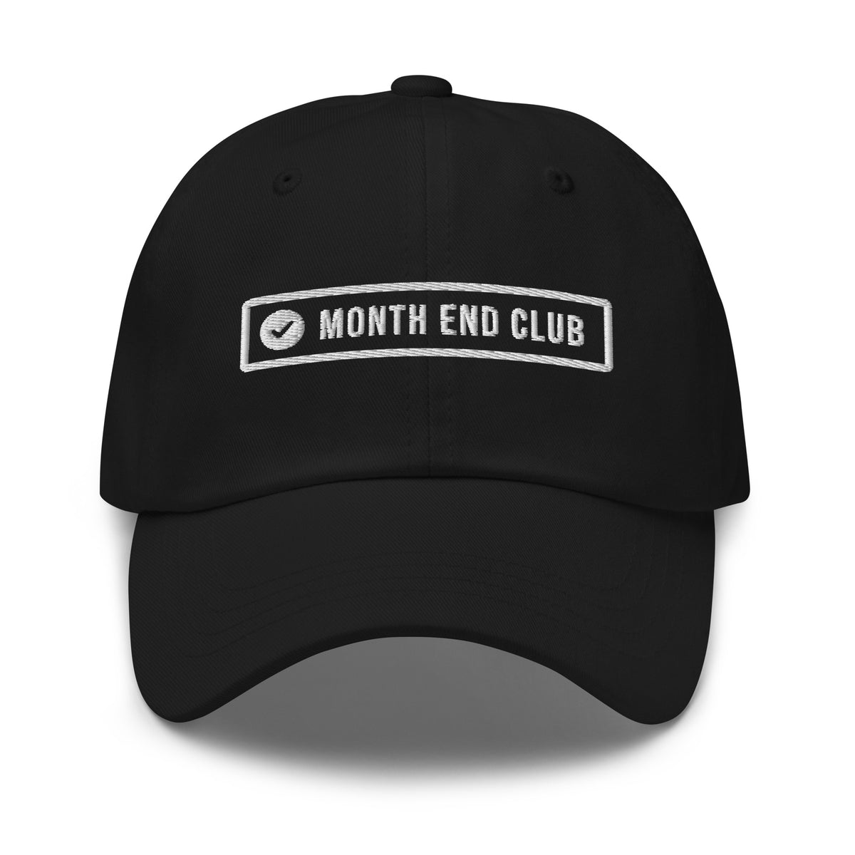 Month End Club Dad Hat – Black dad hat, embroidered logo