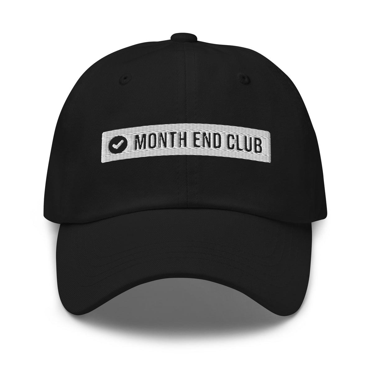Embroidered Logo Dad Hat – Black, front