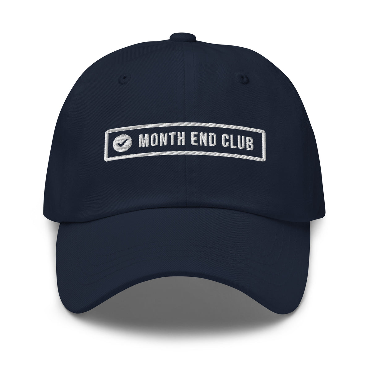 Month End Club Dad Hat – Navy dad hat, embroidered logo