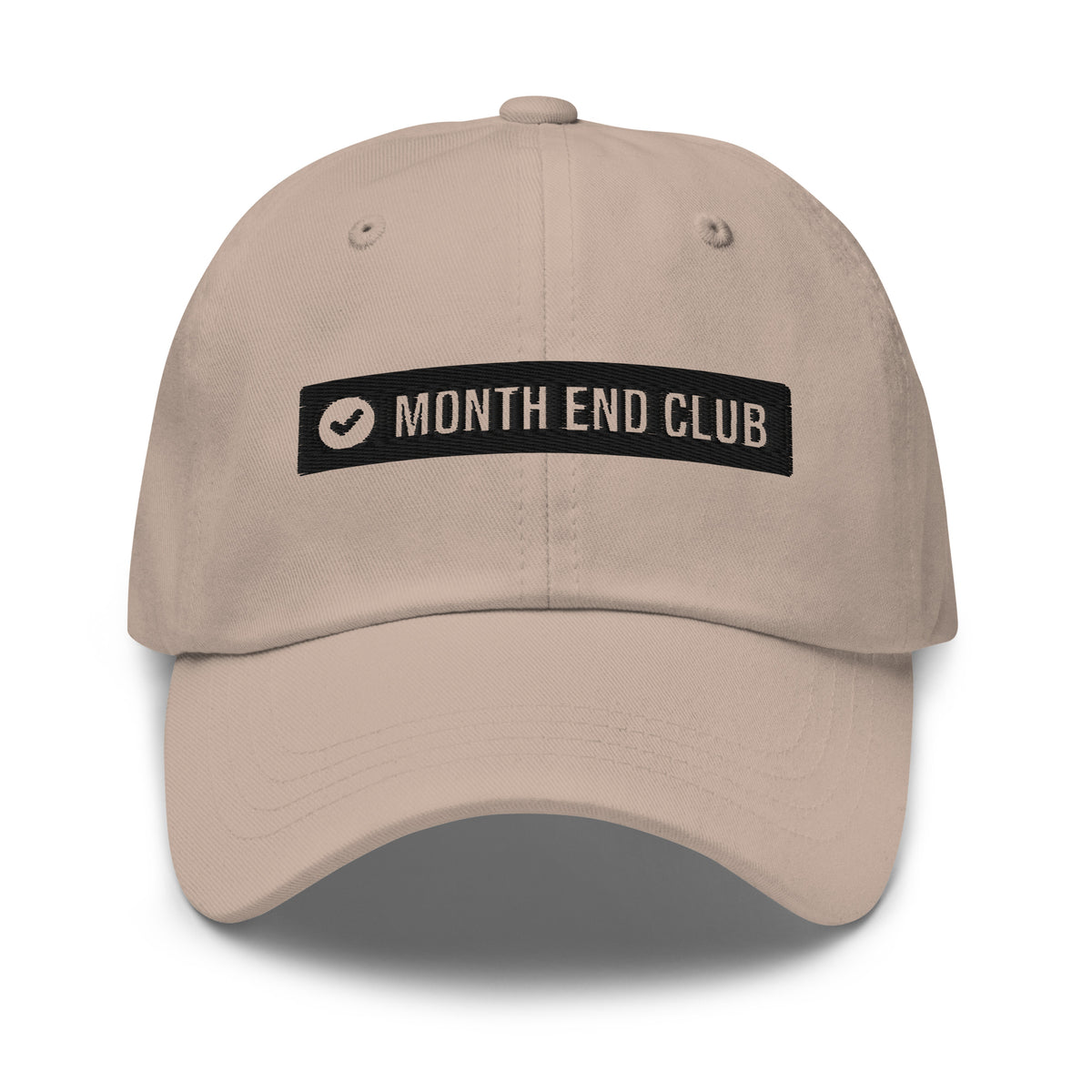 Embroidered Logo Dad Hat – Stone, front