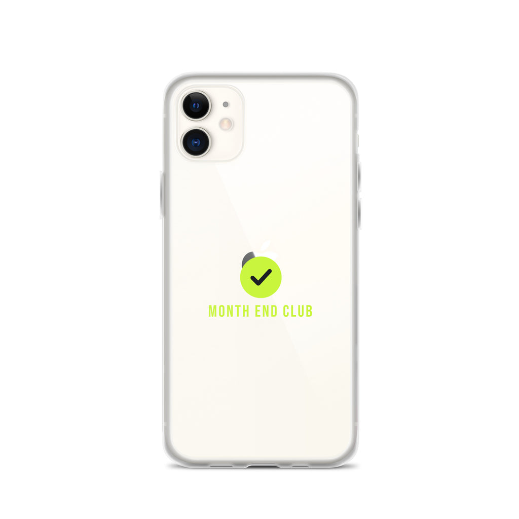Month End Club Tick Clear iPhone Case – Lime – clear case