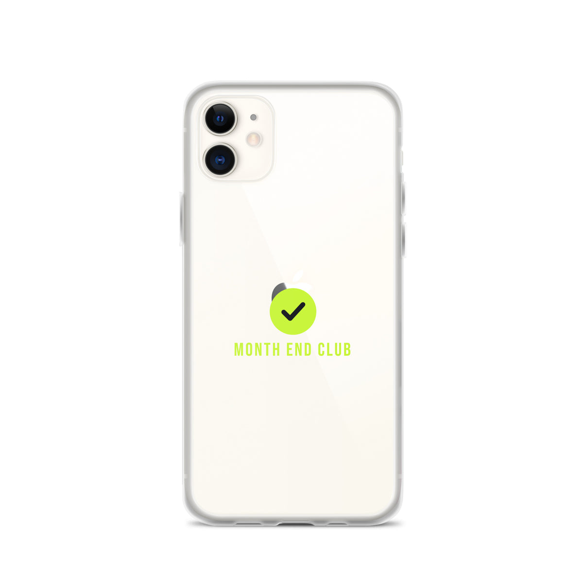 Month End Club Tick Clear iPhone Case – Lime – clear case