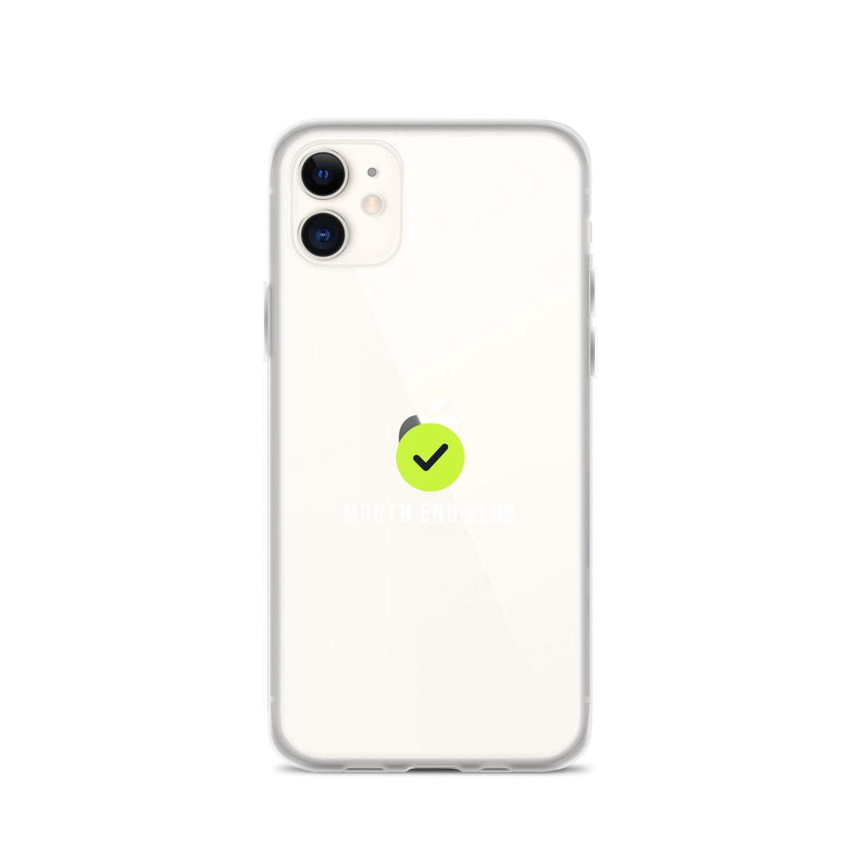 Month End Club Tick Clear iPhone Case – White – clear case