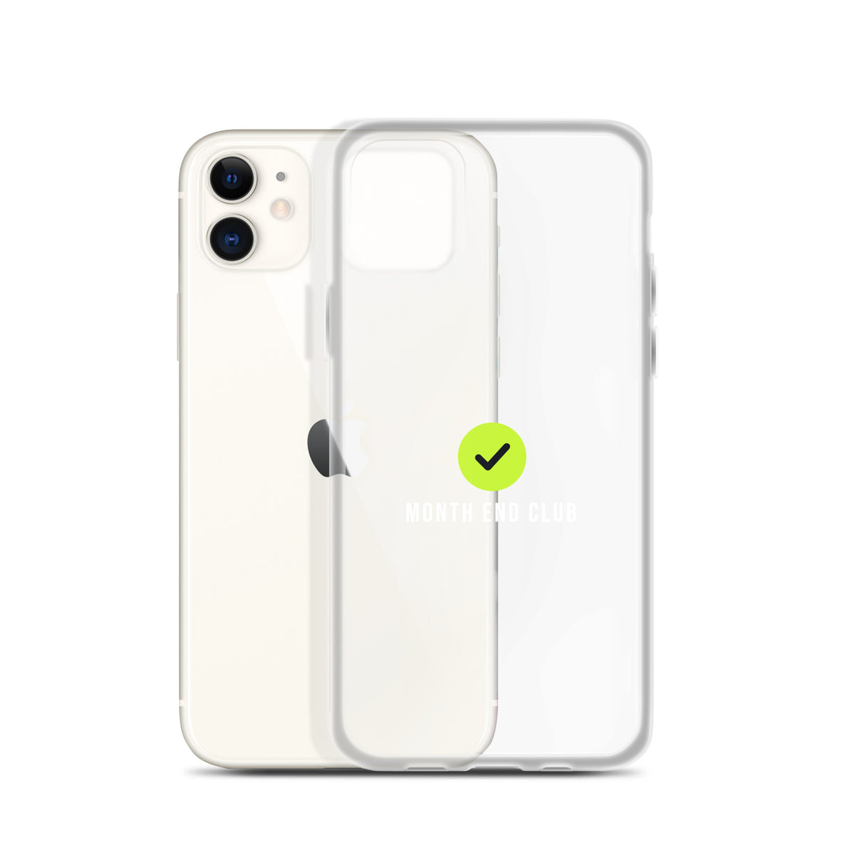 Month End Club Tick Clear iPhone Case – White – iPhone 11, clear