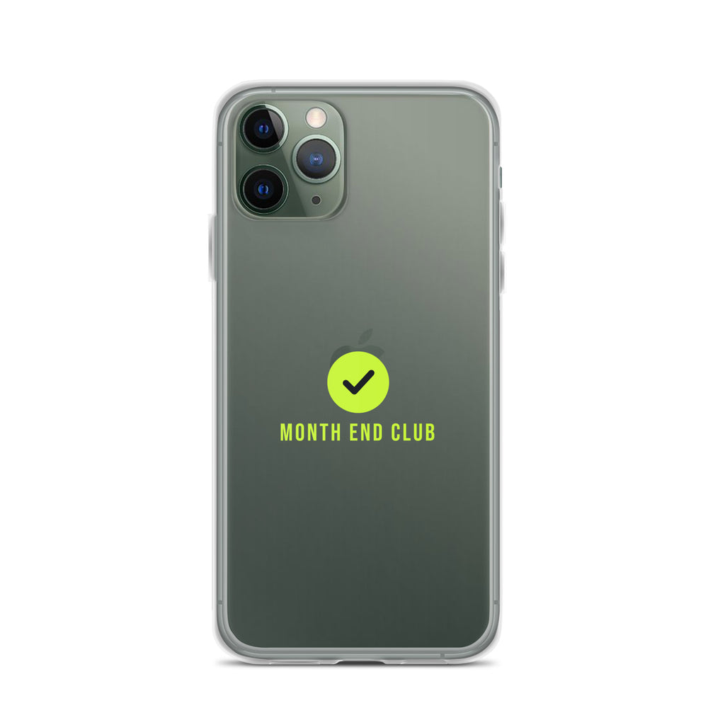 Month End Club Tick Clear iPhone Case – Lime – clear case