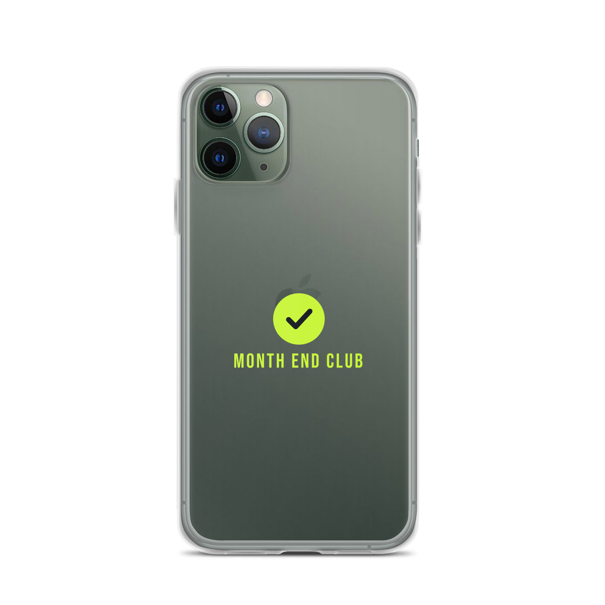 Month End Club Tick Clear iPhone Case – Lime – clear case