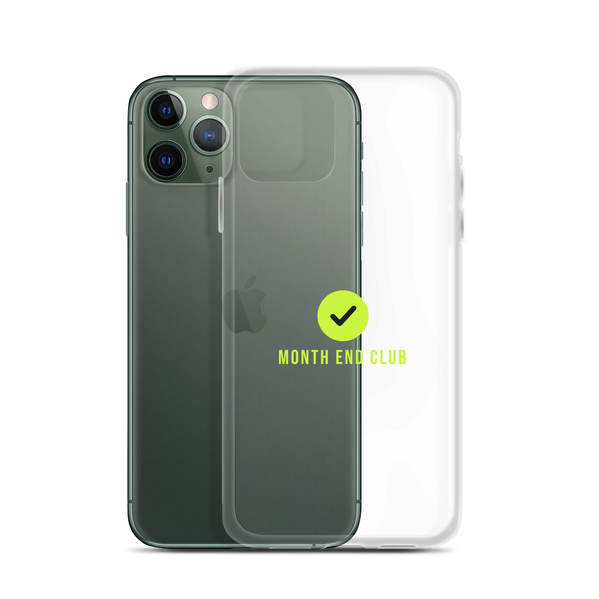Month End Club Tick Clear iPhone Case – Lime – iPhone 11 Pro, clear