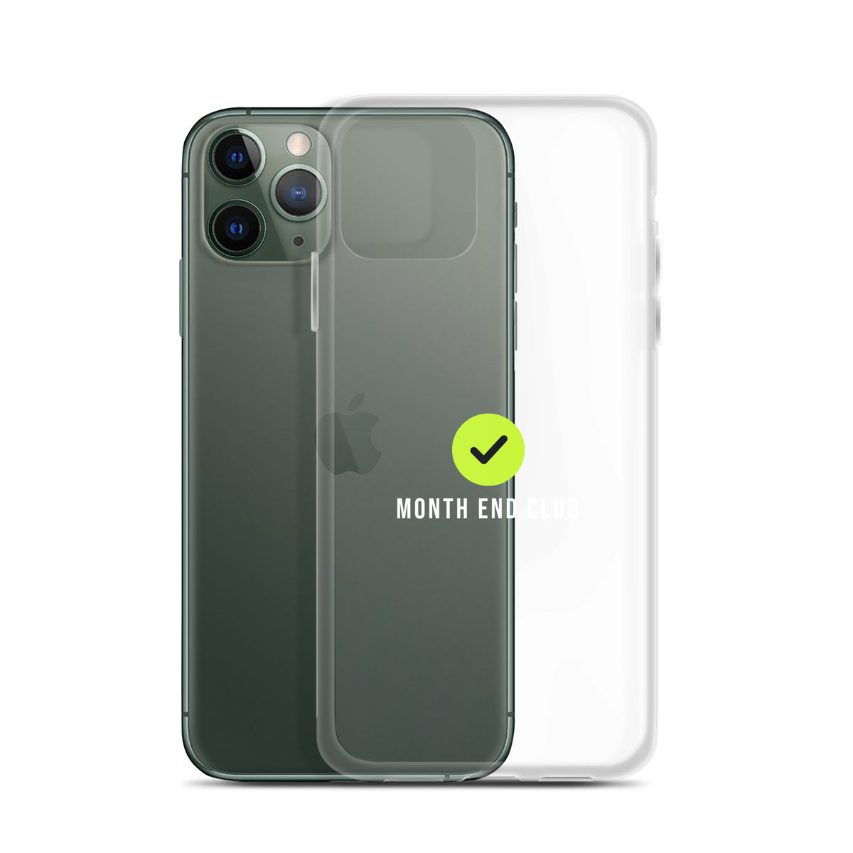 Month End Club Tick Clear iPhone Case – White – clear case