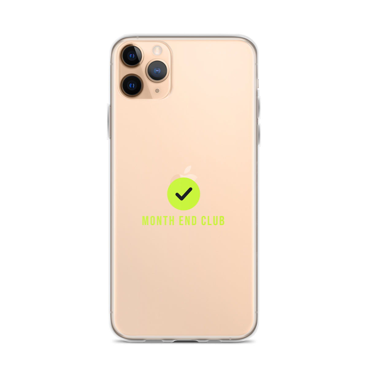 Month End Club Tick Clear iPhone Case – Lime – clear case