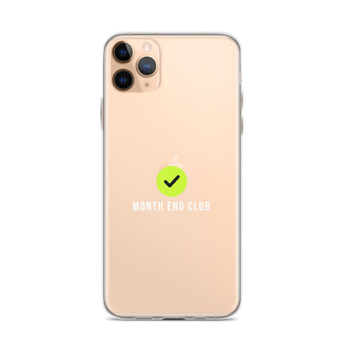 Month End Club Tick Clear iPhone Case – White – clear case