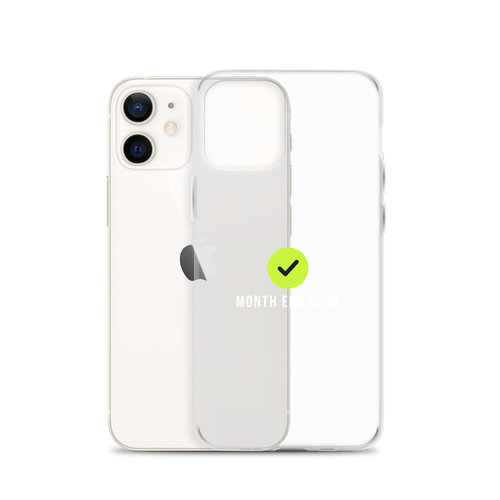 Month End Club Tick Clear iPhone Case – White – clear case
