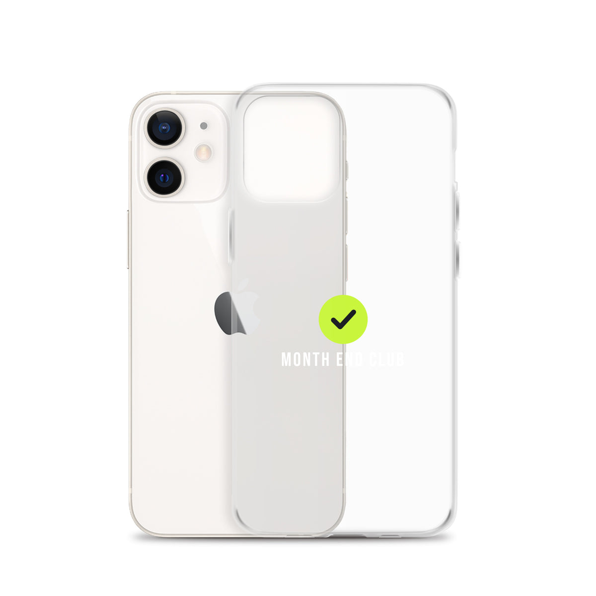 Month End Club Tick Clear iPhone Case – White – clear case