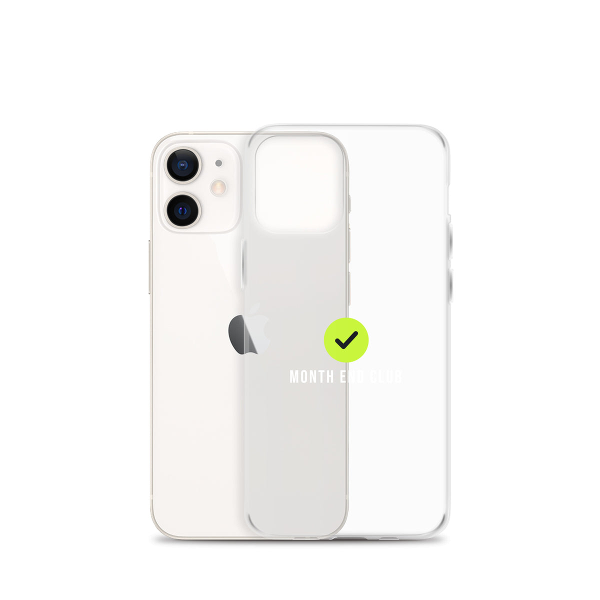 Month End Club Tick Clear iPhone Case – White – clear case