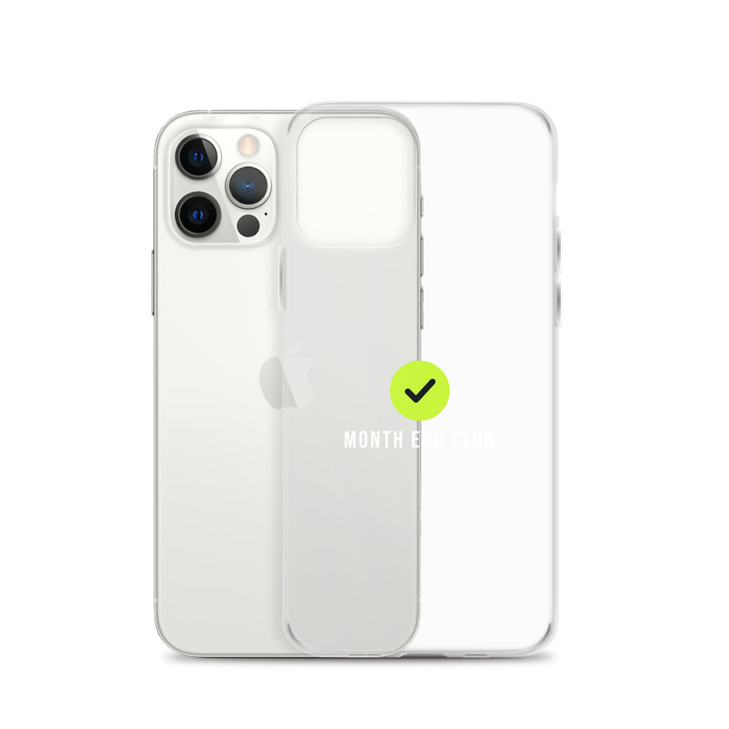 Month End Club Tick Clear iPhone Case – White – clear case