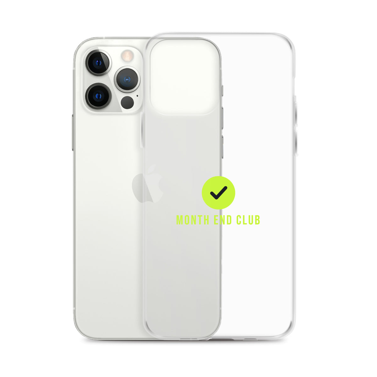 Month End Club Tick Clear iPhone Case – Lime – clear case
