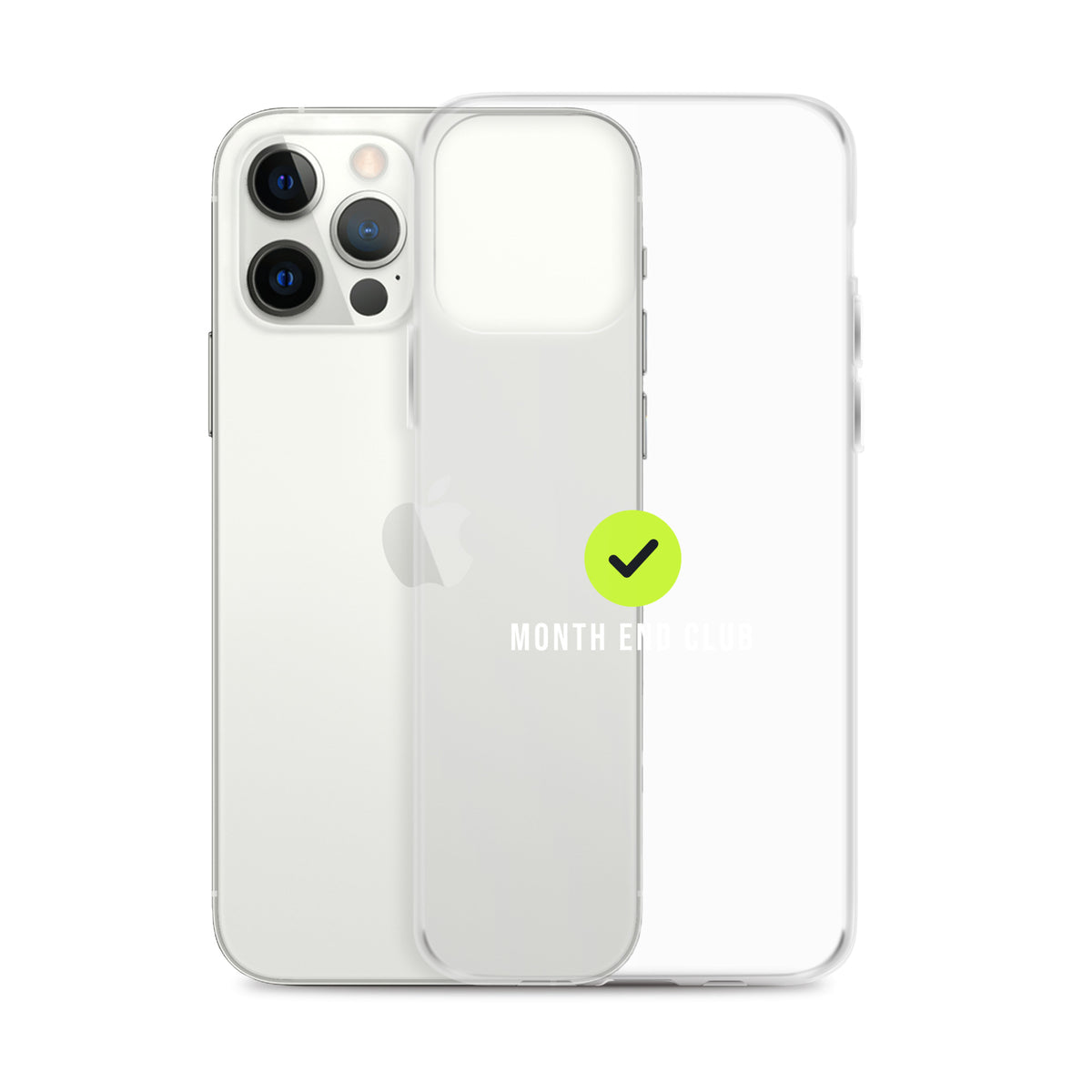 Month End Club Tick Clear iPhone Case – White – clear case