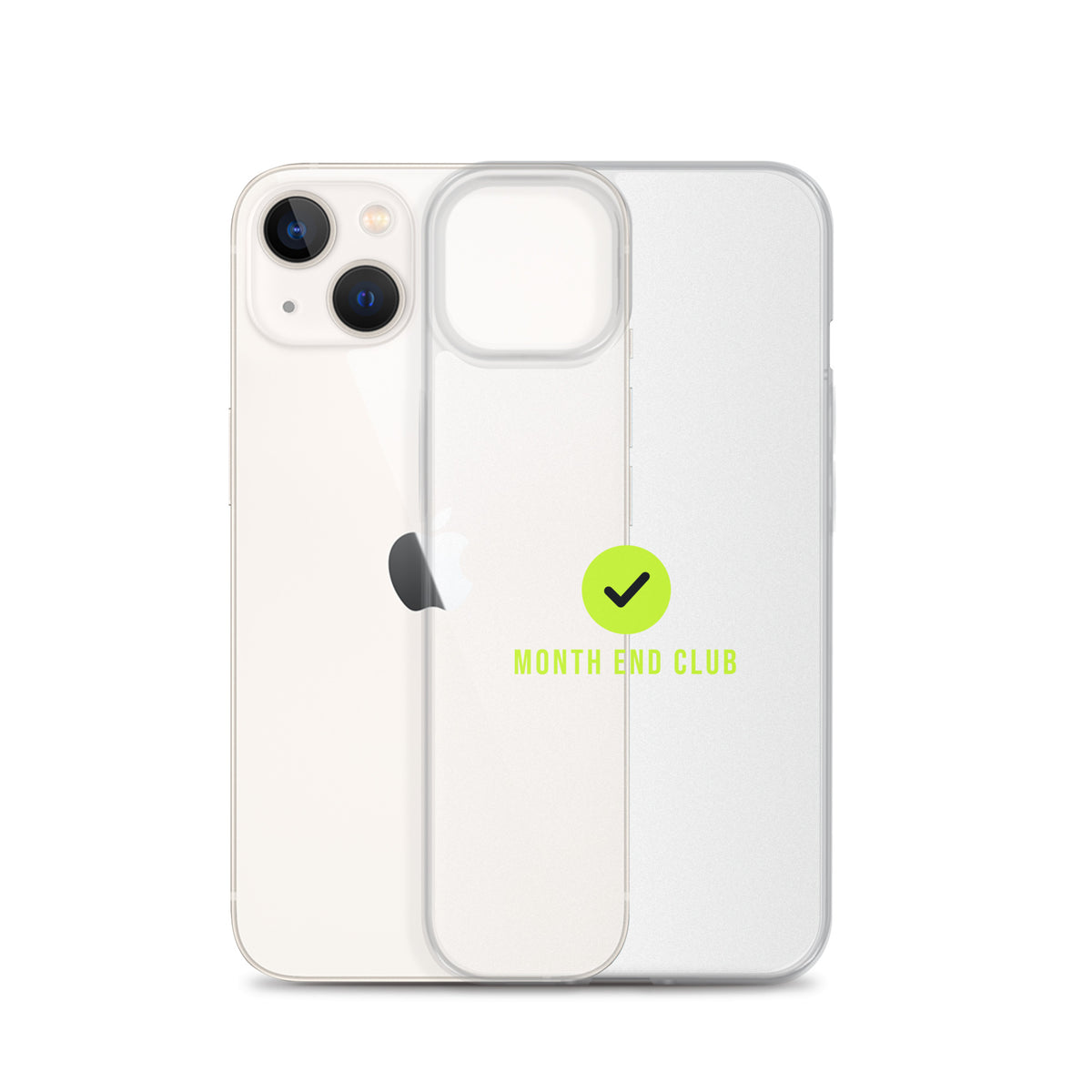 Month End Club Tick Clear iPhone Case – Lime – clear case