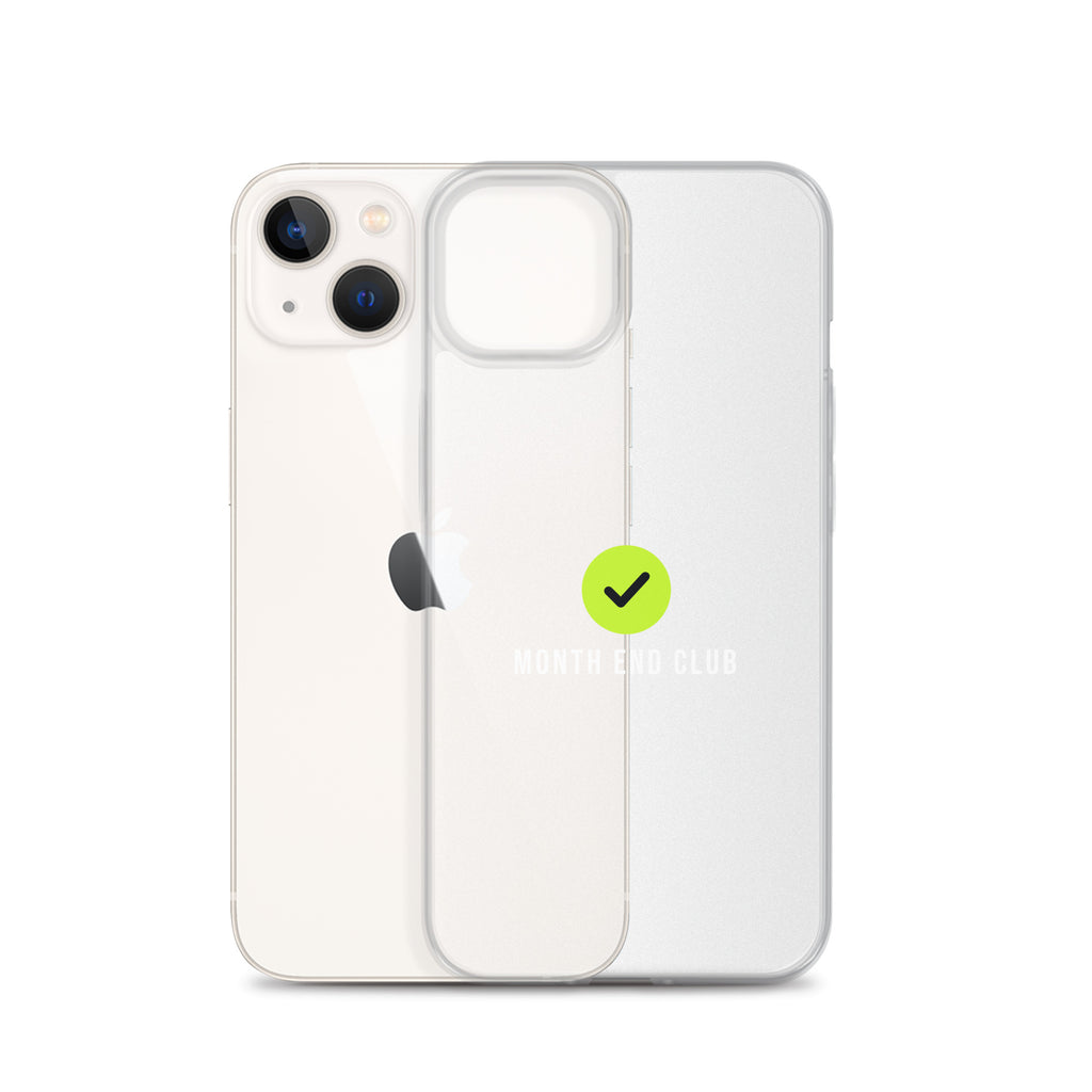 Month End Club Tick Clear iPhone Case – White – clear case