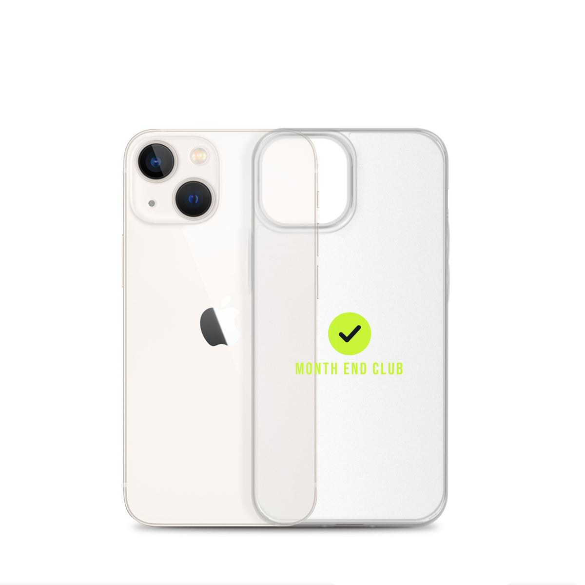 Month End Club Tick Clear iPhone Case – Lime – clear case