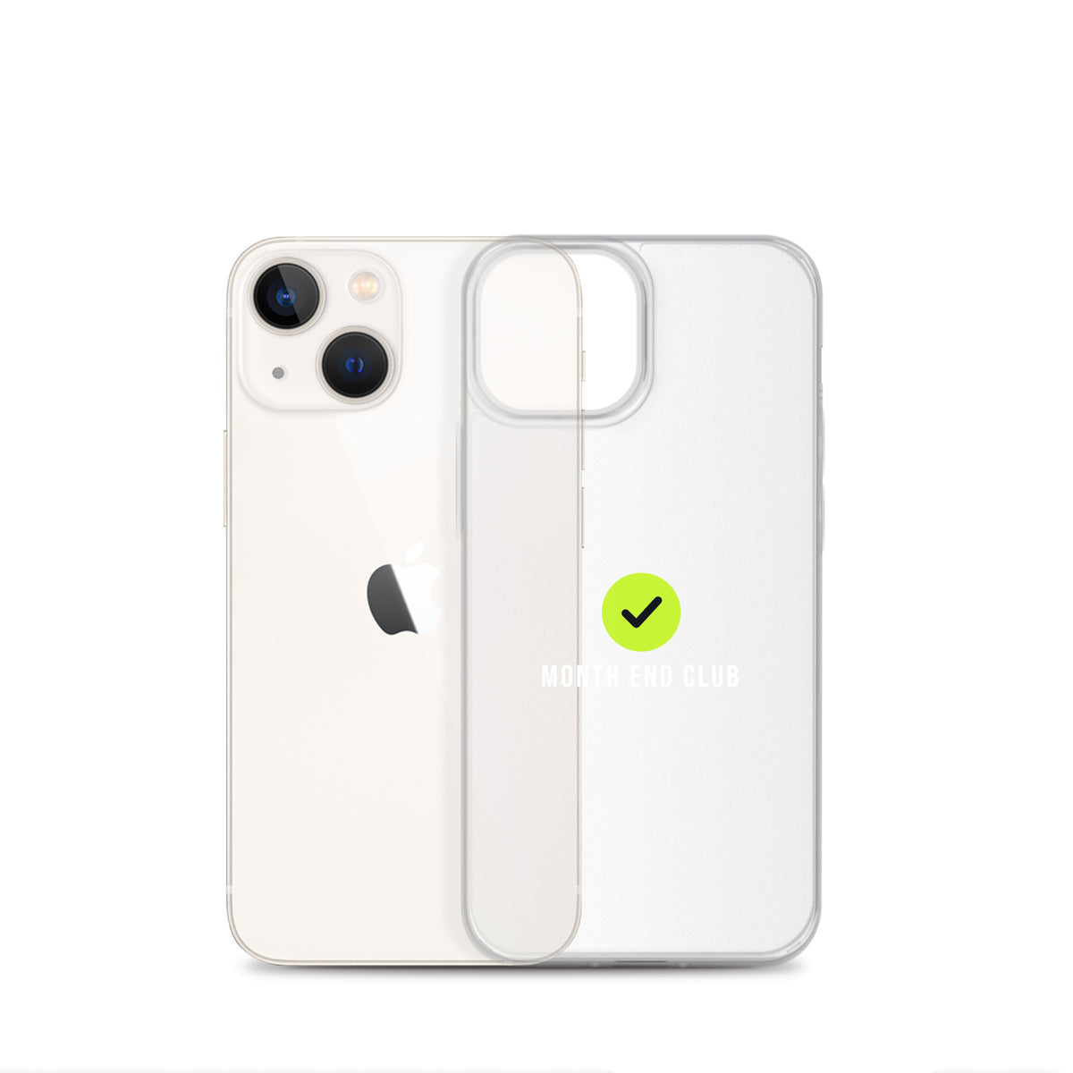 Month End Club Tick Clear iPhone Case – White – clear case