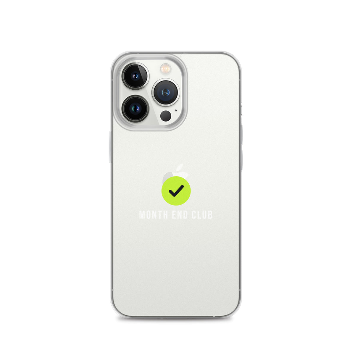Month End Club Tick Clear iPhone Case – White – iPhone 13 Pro, clear