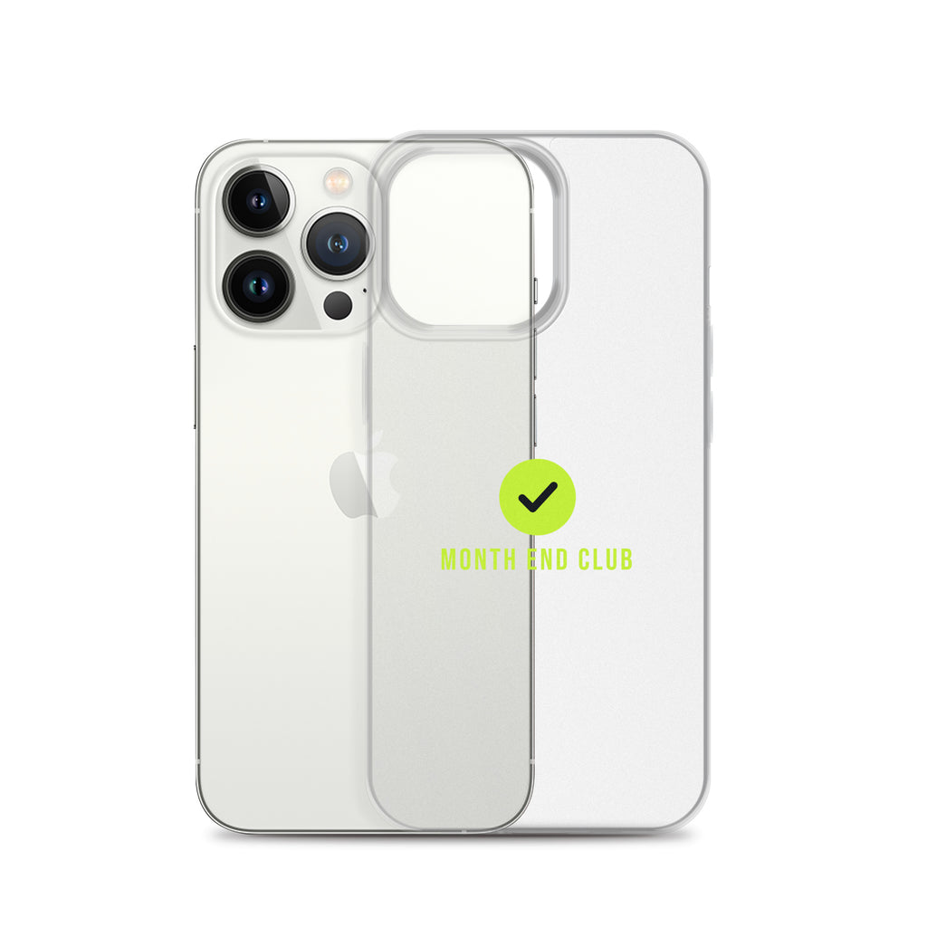 Month End Club Tick Clear iPhone Case – Lime – clear case