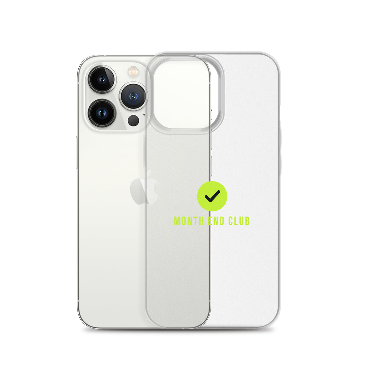 Month End Club Tick Clear iPhone Case – Lime – clear case