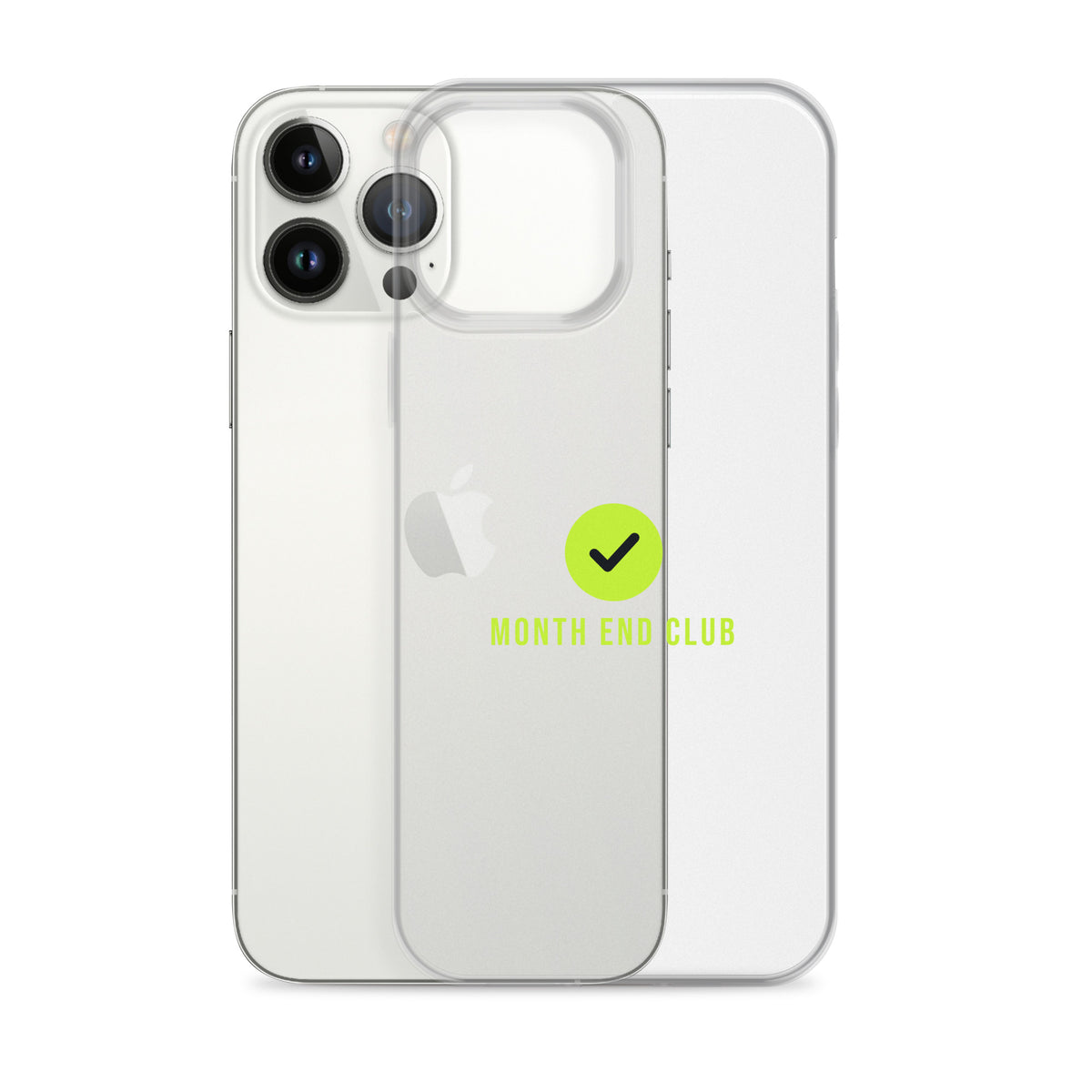 Month End Club Tick Clear iPhone Case – Lime – clear case