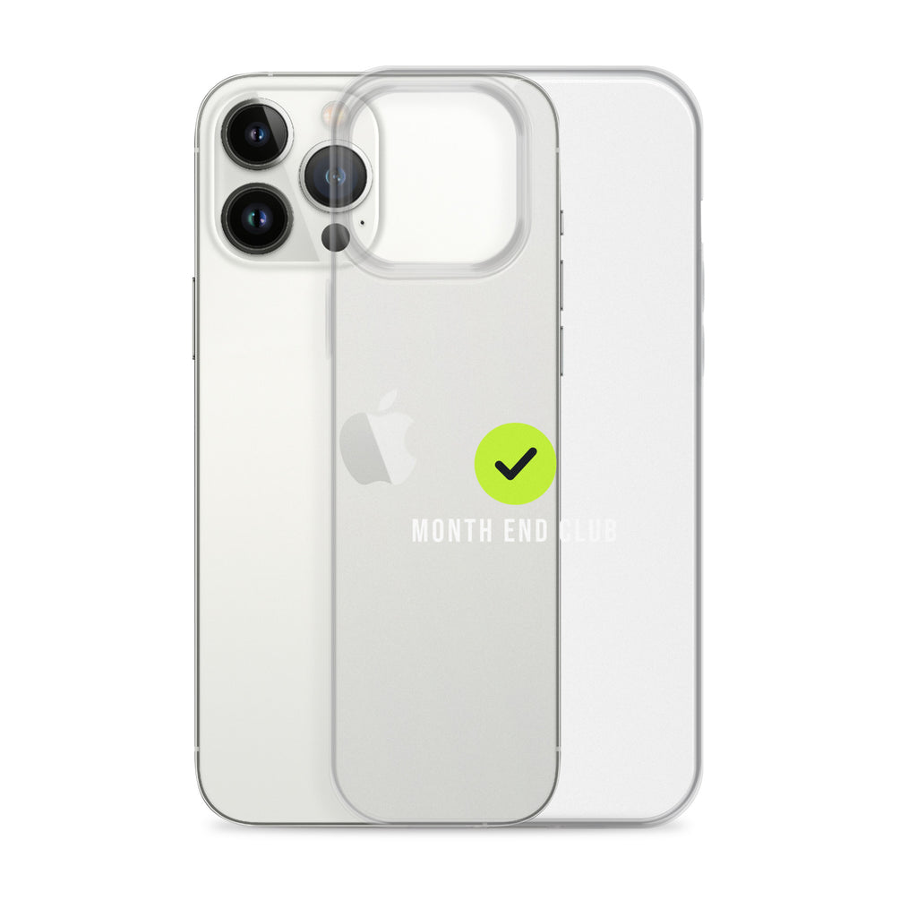 Month End Club Tick Clear iPhone Case – White – clear case