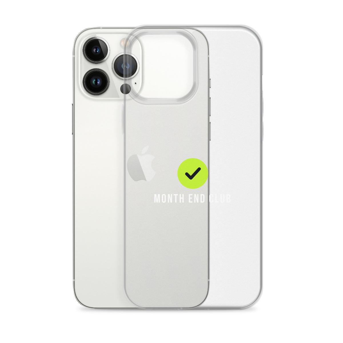 Month End Club Tick Clear iPhone Case – White – clear case