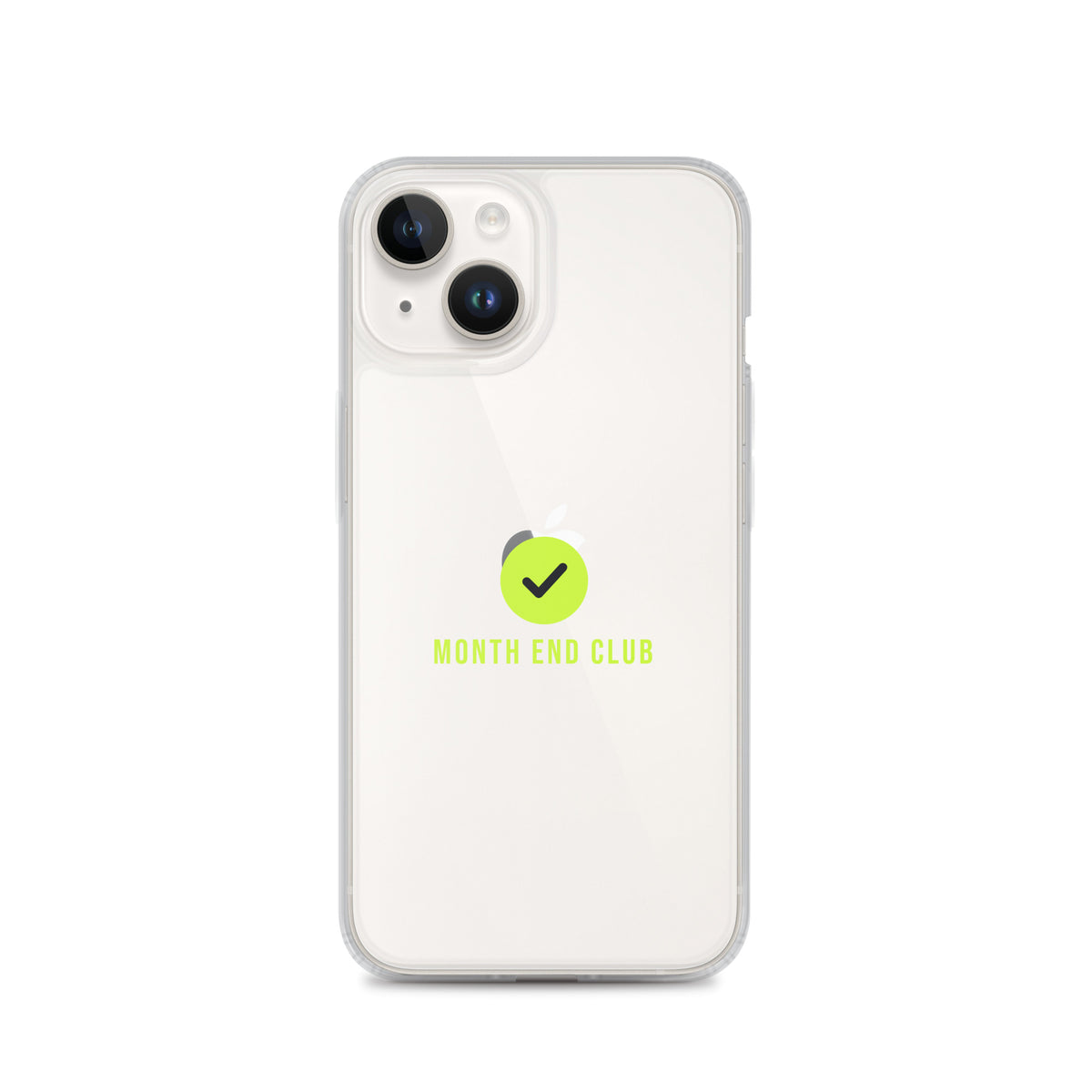 Month End Club Tick Clear iPhone Case – Lime – iPhone 14, clear