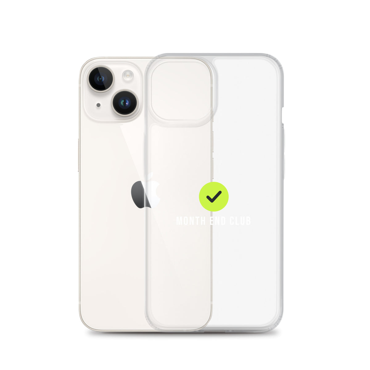 Month End Club Tick Clear iPhone Case – White – clear case