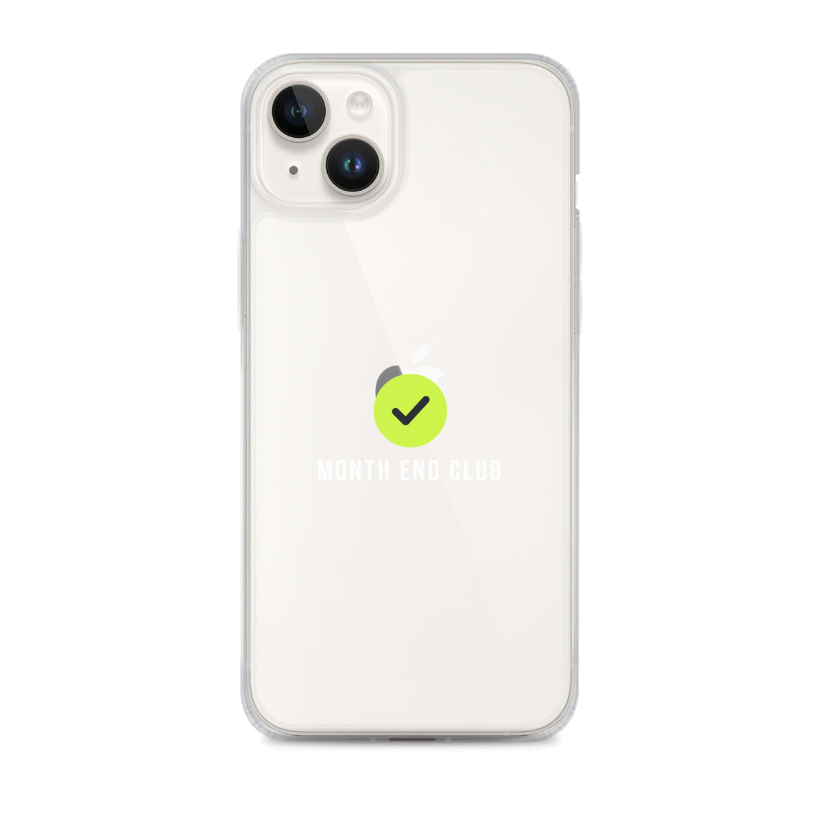 Month End Club Tick Clear iPhone Case – White – iPhone 14 Plus, clear