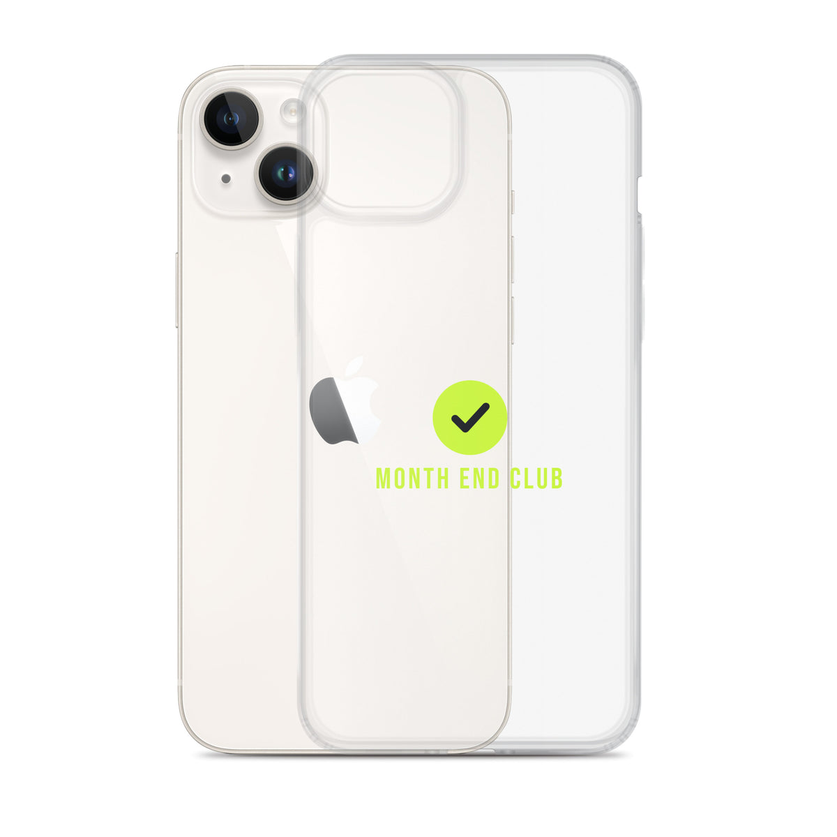 Month End Club Tick Clear iPhone Case – Lime – clear case