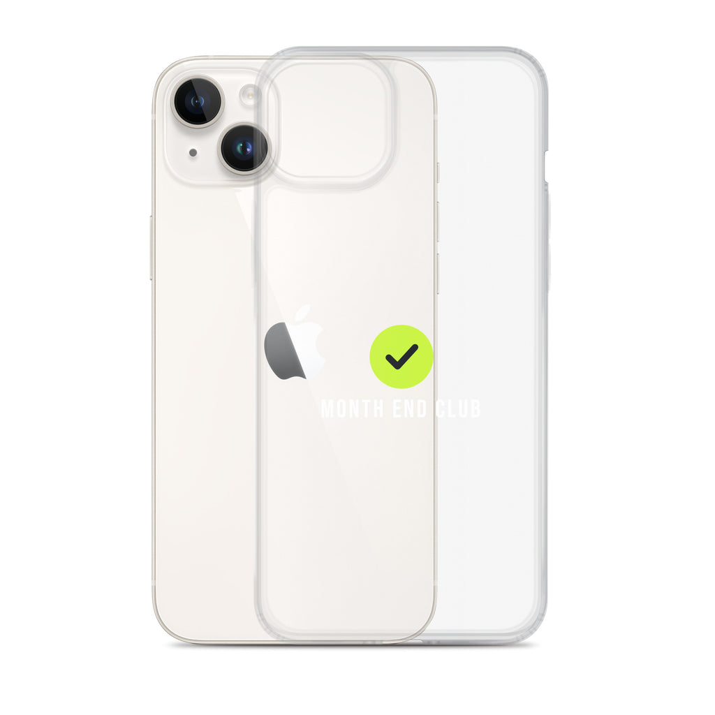 Month End Club Tick Clear iPhone Case – White – clear case