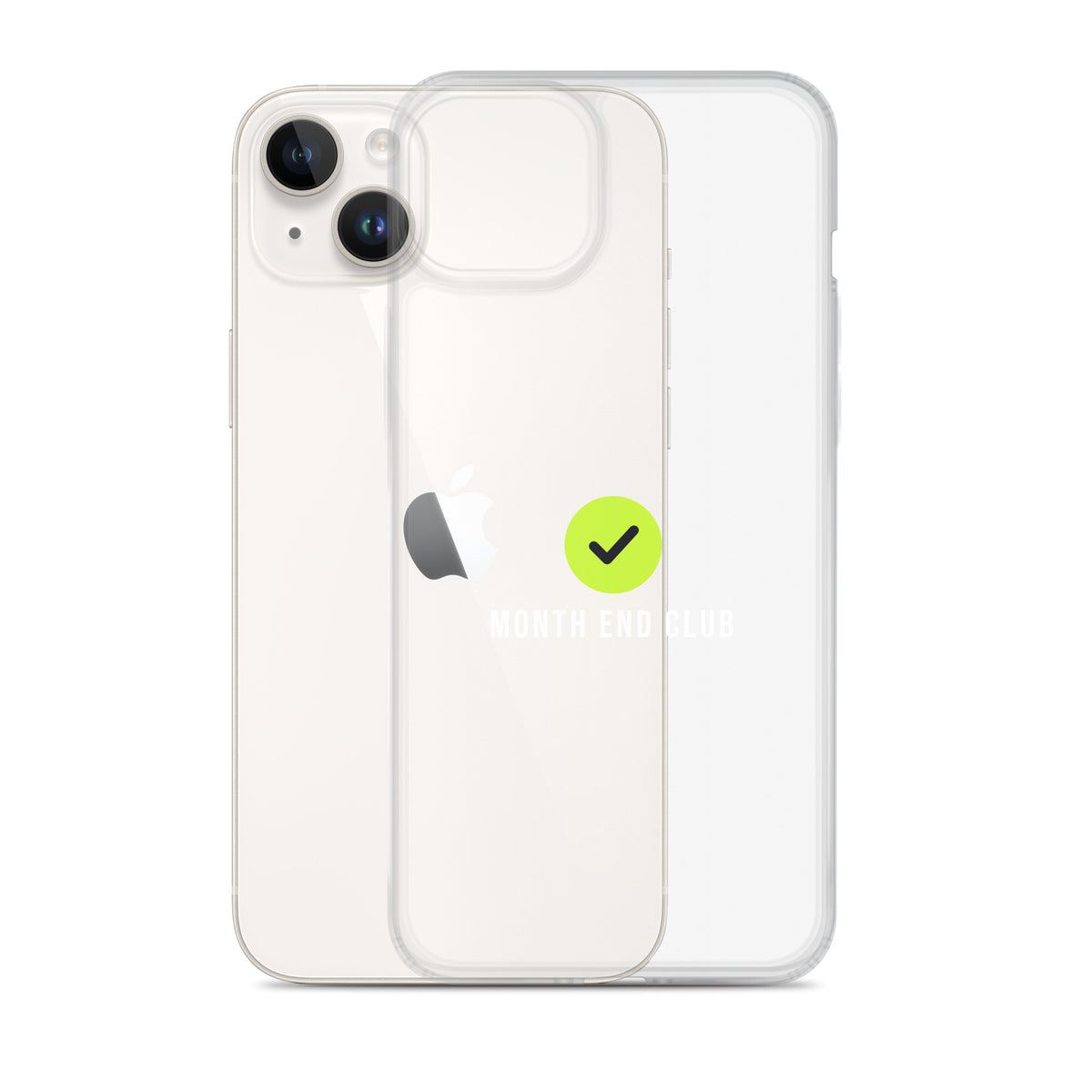 Month End Club Tick Clear iPhone Case – White – clear case