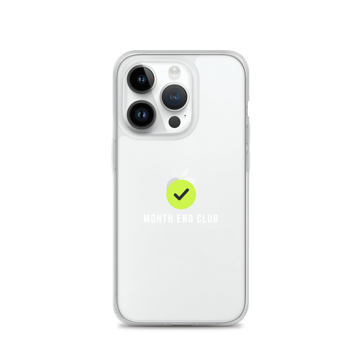 Month End Club Tick Clear iPhone Case – White – iPhone 14 Pro, clear