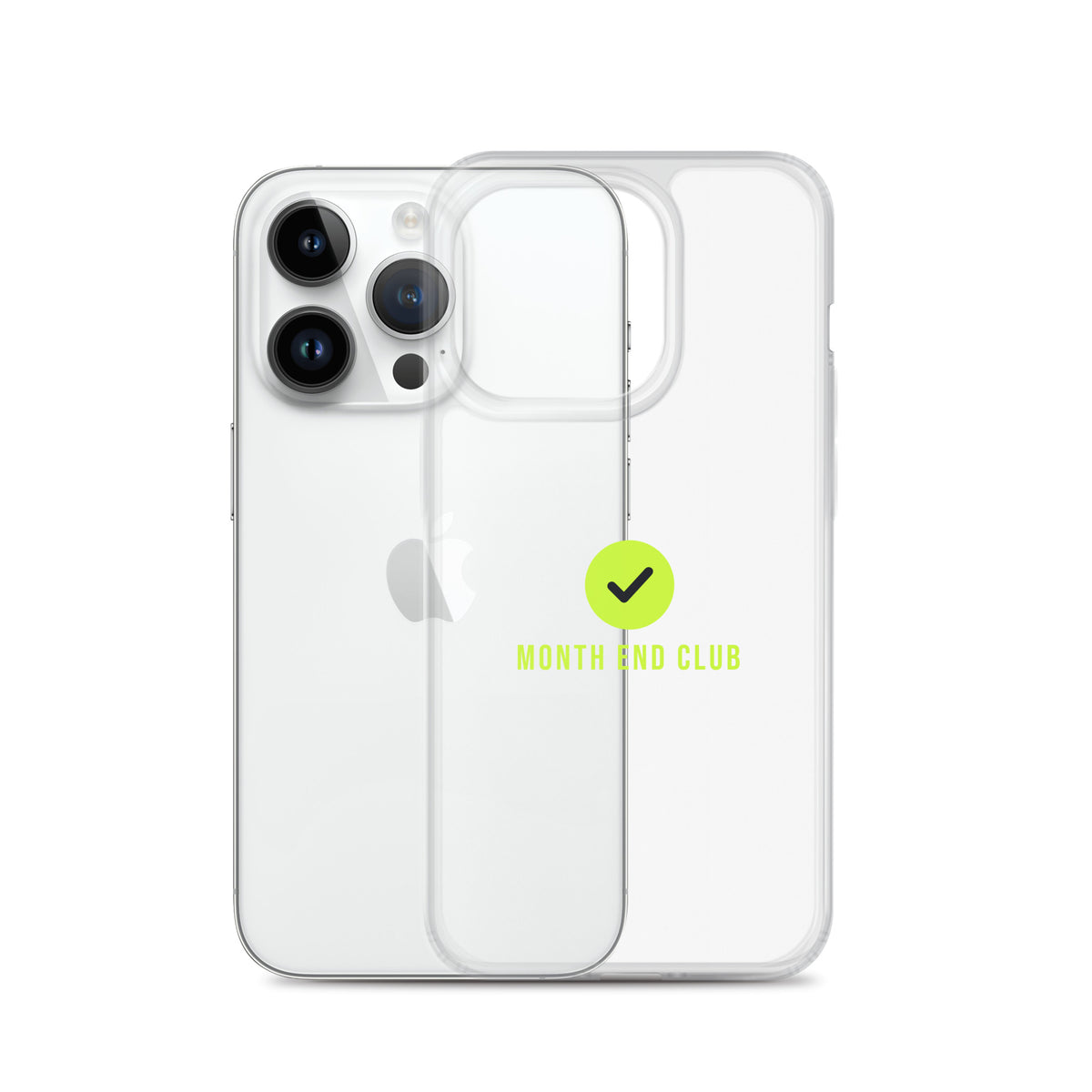 Month End Club Tick Clear iPhone Case – Lime – clear case