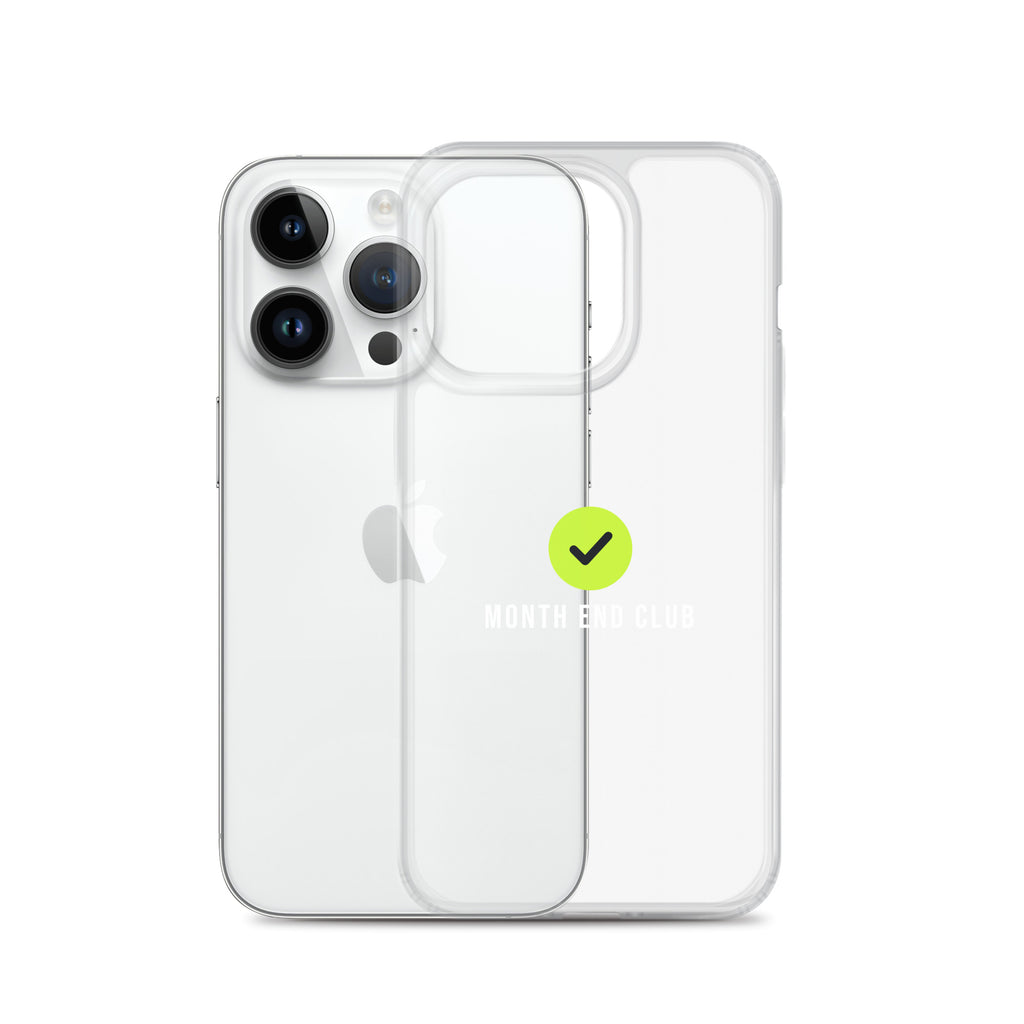 Month End Club Tick Clear iPhone Case – White – clear case