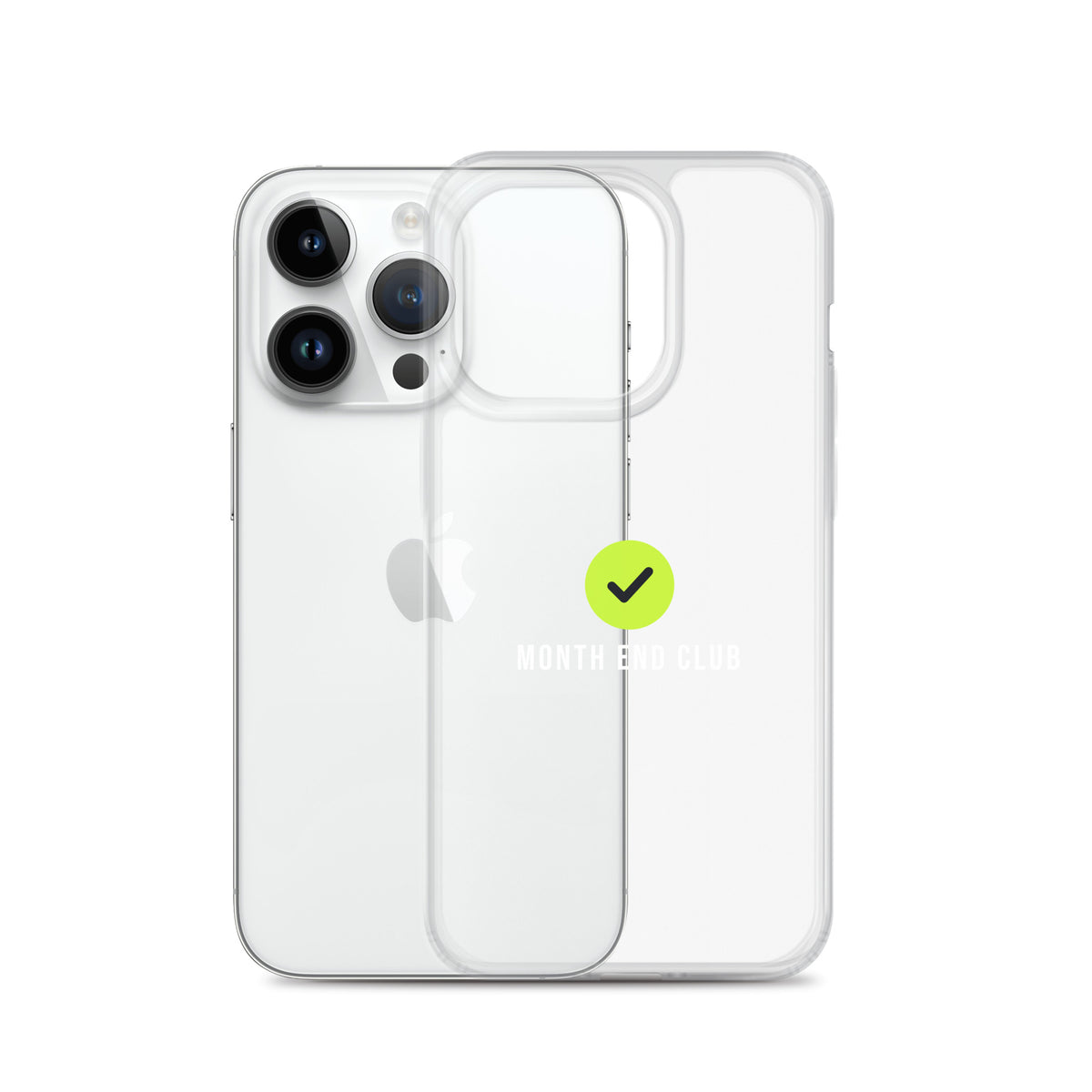 Month End Club Tick Clear iPhone Case – White – clear case