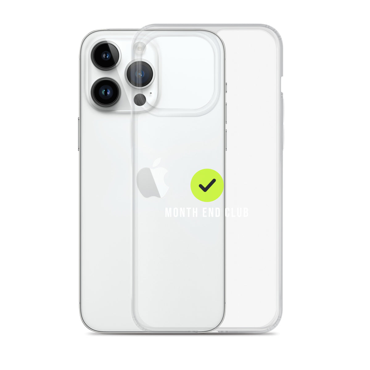 Month End Club Tick Clear iPhone Case – White – clear case